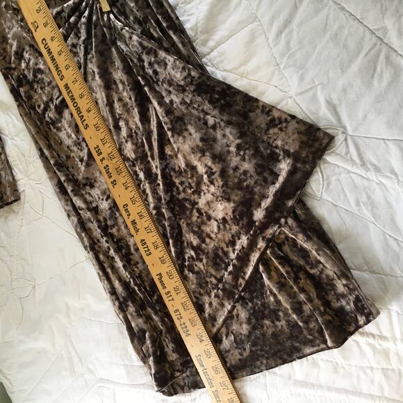 Calvin Klein crushed velvet bronze faux front wrap ruching side waist sz 6 LS - Picture 8 of 10